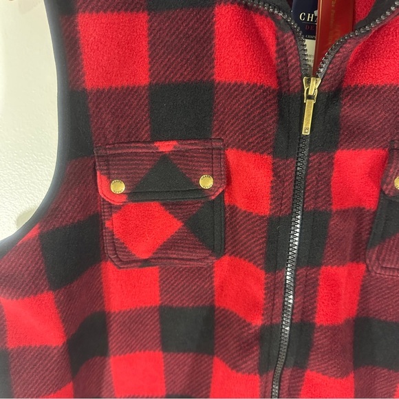 Chaps Women’s Plaid Polyester Vest Front Zipper Closure Red Black Size 2X - Picture 4 of 7